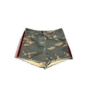 SUGAR + LIPS Camo Jean Shorts W/ Velvet Side Straps Size XS
